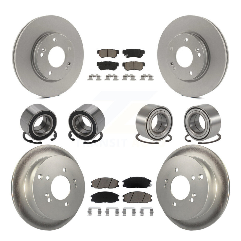 Front Rear Wheel Bearings Coated Disc Brake Rotors And Ceramic Pads Kit (10Pc) For Hyundai Santa Fe With 276mm Diameter Rotor KBB-118453