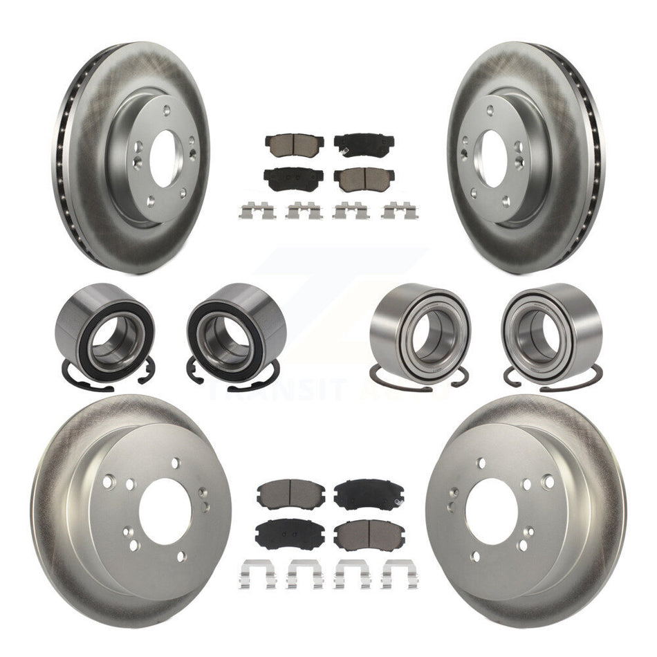 Front Rear Wheel Bearings Coated Disc Brake Rotors And Ceramic Pads Kit (10Pc) For Kia Sportage Hyundai Tucson KBB-118455