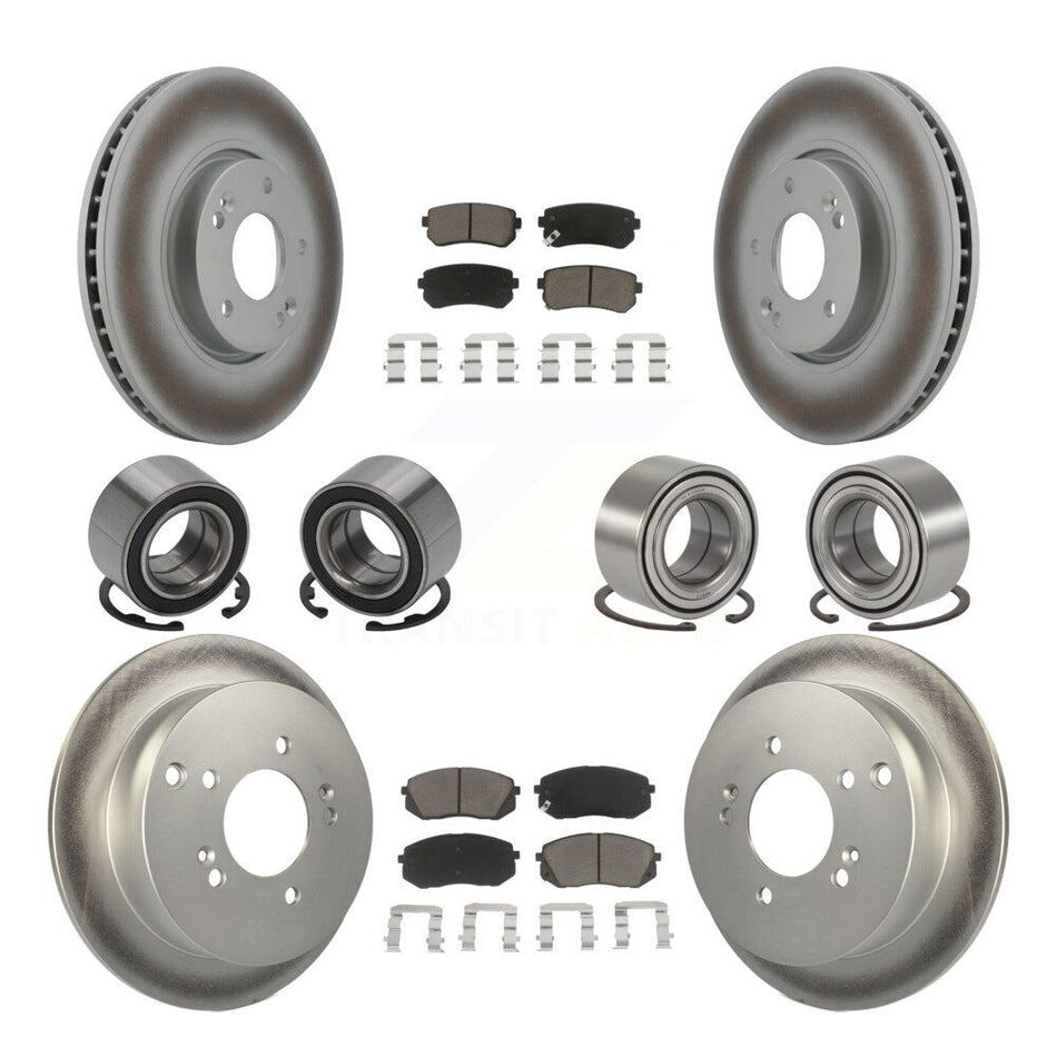Front Rear Wheel Bearings Coated Disc Brake Rotors And Ceramic Pads Kit (10Pc) For Hyundai Tucson Kia Sportage AWD KBB-118456