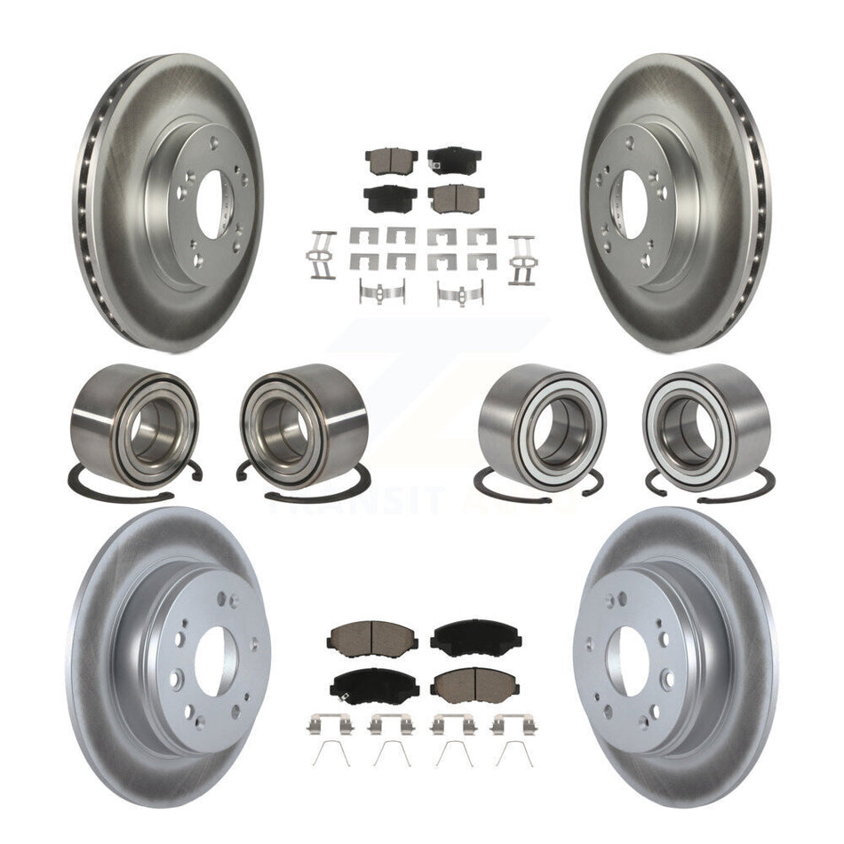 Front Rear Wheel Bearings Coated Disc Brake Rotors And Ceramic Pads Kit (10Pc) For Honda CR-V KBB-118463