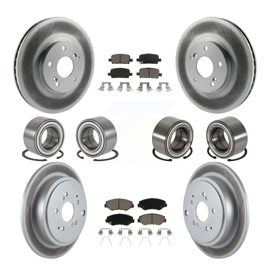 Front Rear Wheel Bearings Coated Disc Brake Rotors And Ceramic Pads Kit (10Pc) For 2005-2008 Honda Pilot KBB-118468