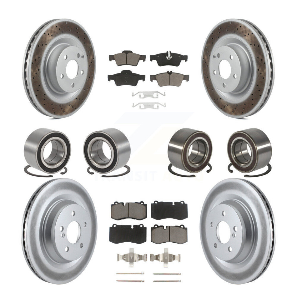 Front Rear Wheel Bearings Coated Disc Brake Rotors And Ceramic Pads Kit (10Pc) For 2012 Mercedes-Benz S350 With Sport Package KBB-118472