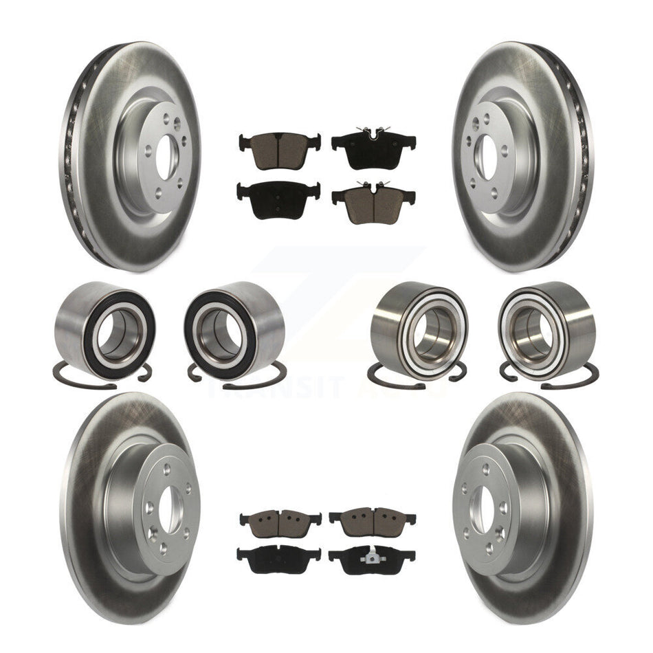 Front Rear Wheel Bearings Coated Disc Brake Rotors And Ceramic Pads Kit (10Pc) For 2016-2018 Land Rover Range Evoque With 325mm Diameter Rotor KBB-118479