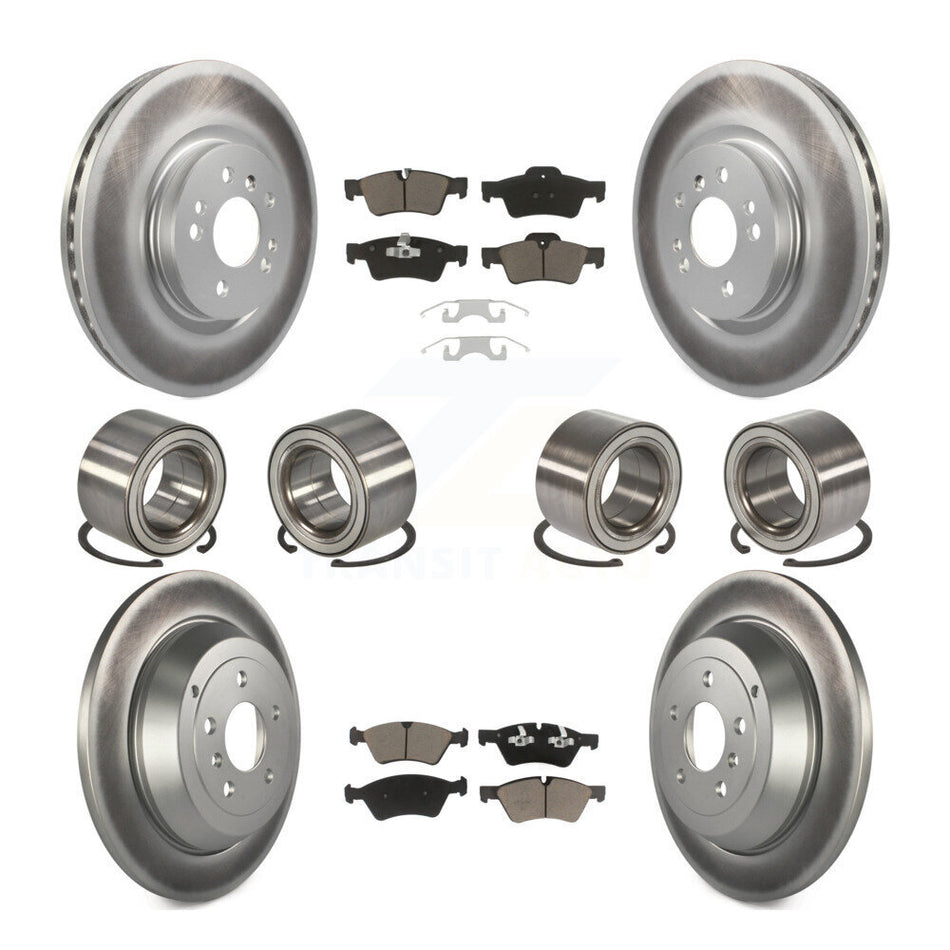 Front Rear Wheel Bearings Coated Disc Brake Rotors And Ceramic Pads Kit (10Pc) For 2010-2011 Mercedes-Benz ML450 KBB-118481