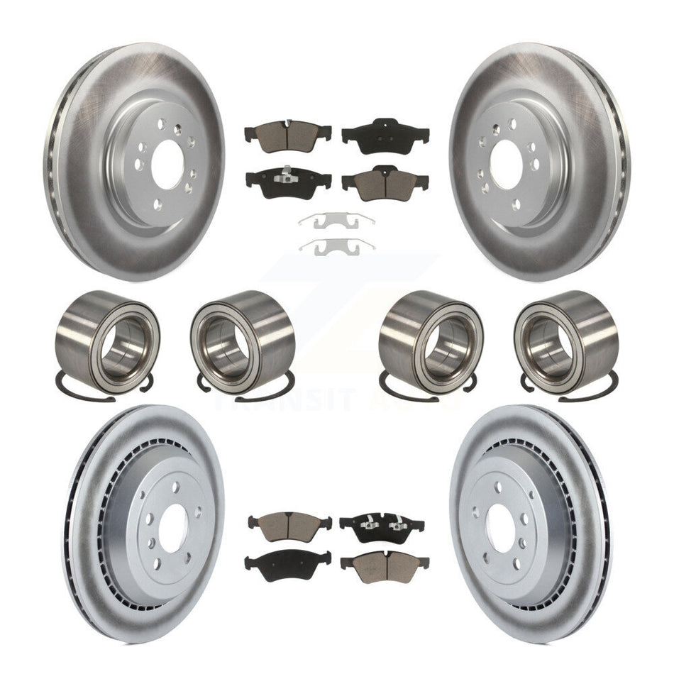 Front Rear Wheel Bearings Coated Disc Brake Rotors And Ceramic Pads Kit (10Pc) For Mercedes-Benz R350 ML500 With Vented Rotor KBB-118483