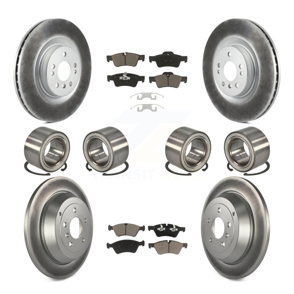Front Rear Wheel Bearings Coated Disc Brake Rotors And Ceramic Pads Kit (10Pc) For 2007-2009 Mercedes-Benz ML320 With 350mm Diameter Rotor KBB-118486
