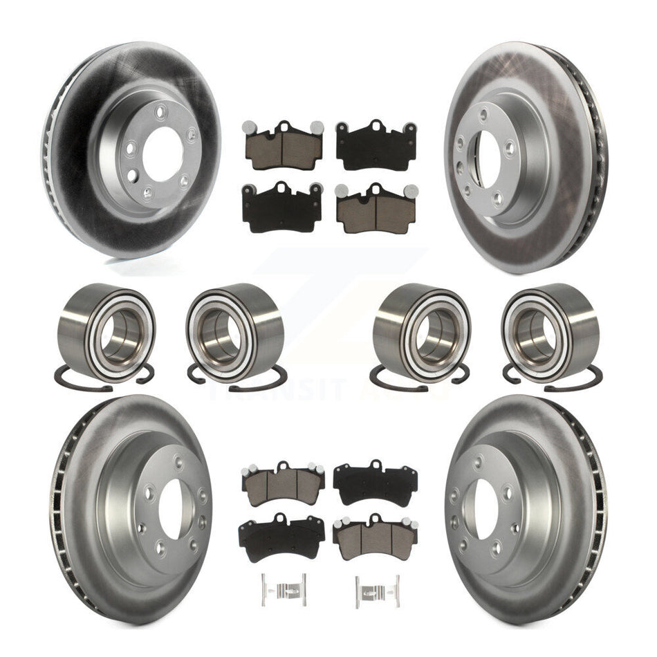 Front Rear Wheel Bearings Coated Disc Brake Rotors And Ceramic Pads Kit (10Pc) For Audi Q7 Volkswagen Touareg KBB-118492