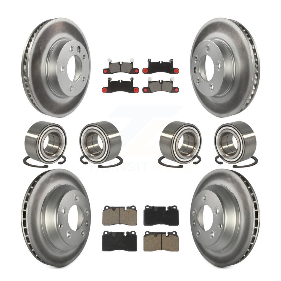 Front Rear Bearings Coated Disc Brake Rotors And Pads Kit (10Pc) For Volkswagen Touareg KBB-118495