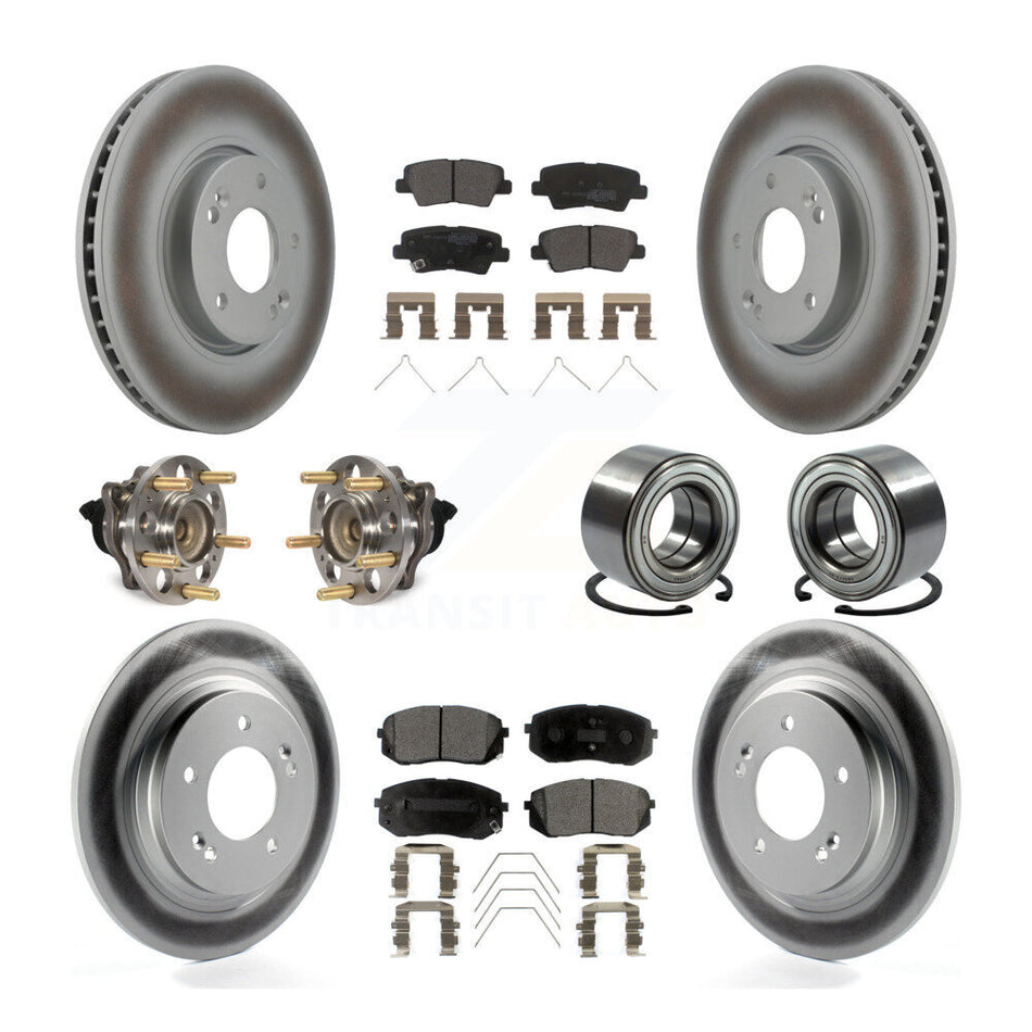 Front Rear Wheel Hub Bearings Assembly Coated Disc Brake Rotors And Semi-Metallic Pads Kit (10Pc) For 2017-2018 Kia Soul EV KBB-118497