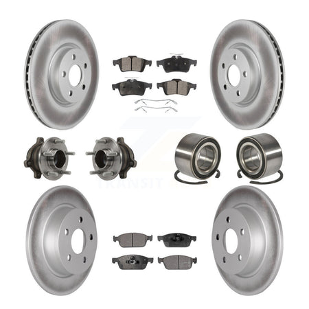 Front Rear Hub Bearing Coated Disc Brake Rotor & Pads Kit (10Pc) For Ford Transit Connect KBB-118500