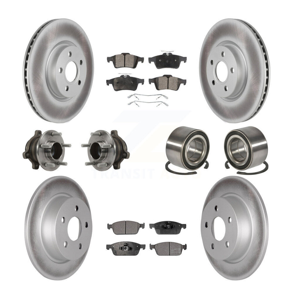 Front Rear Hub Bearing Coated Disc Brake Rotor & Pads Kit (10Pc) For Ford Transit Connect KBB-118500