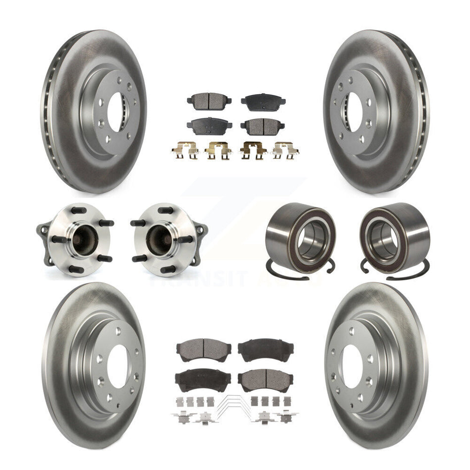 Front Rear Wheel Hub Bearings Assembly Coated Disc Brake Rotors And Semi-Metallic Pads Kit (10Pc) For 2009-2013 Mazda 6 2.5L KBB-118503