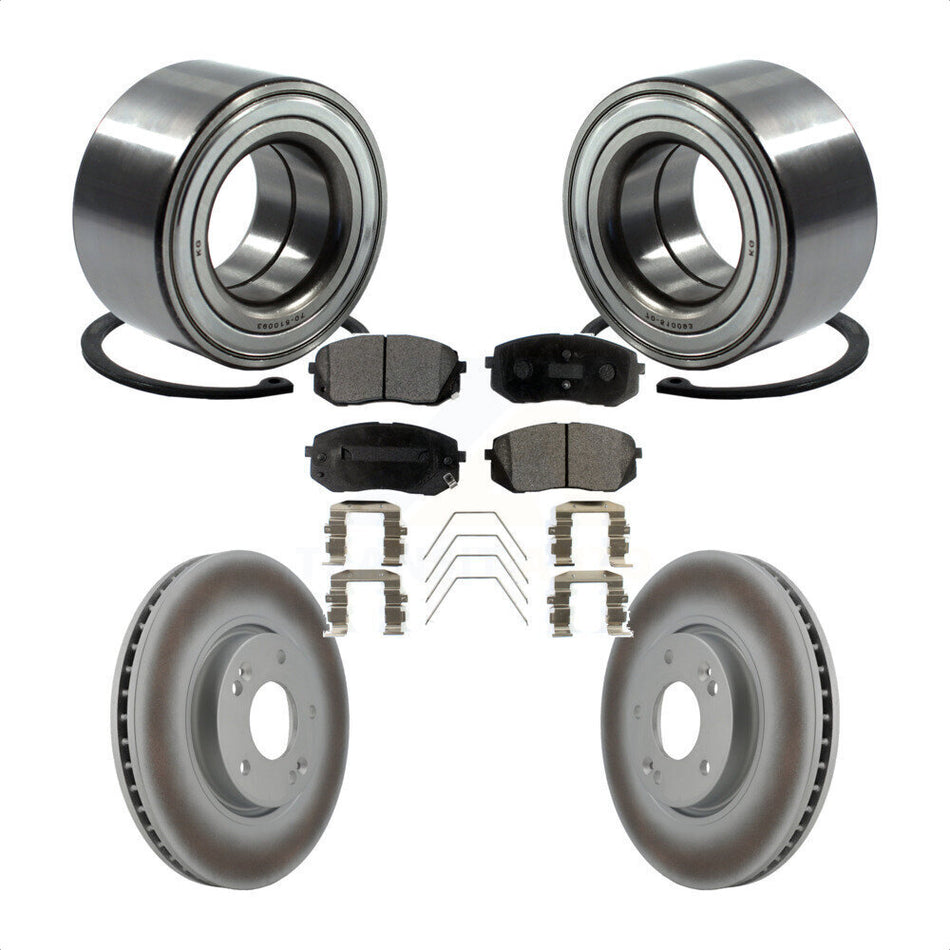 Front Wheel Bearing With Coated Disc Brake Rotors And Semi-Metallic Pads Kit For 2017-2019 Kia Soul EV KBB-118505