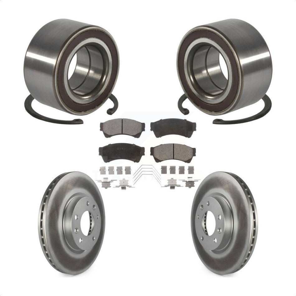 Front Wheel Bearing With Coated Disc Brake Rotors And Semi-Metallic Pads Kit For 2009-2013 Mazda 6 2.5L KBB-118511