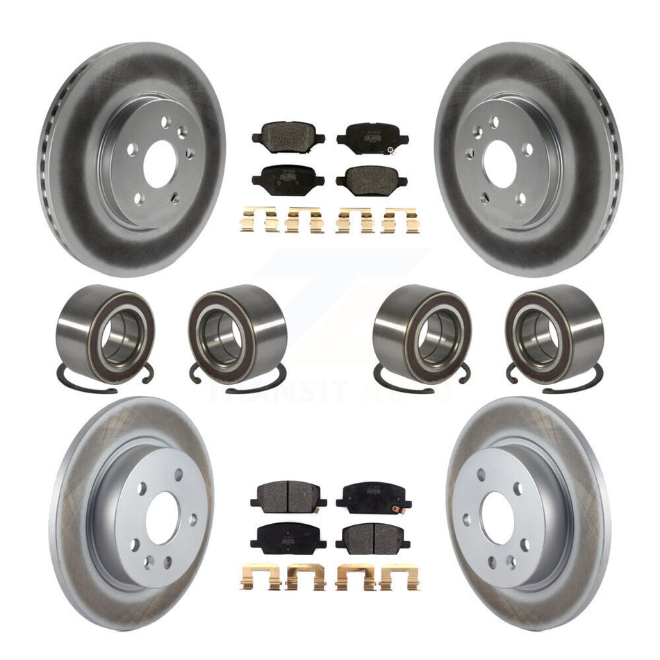 Front Rear Wheel Bearings Coated Disc Brake Rotors And Semi-Metallic Pads Kit (10Pc) For Chevrolet Trax Buick Encore AWD KBB-118515
