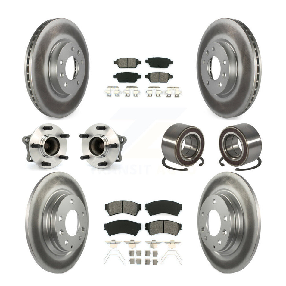 Front Rear Wheel Hub Bearings Assembly Coated Disc Brake Rotors And Semi-Metallic Pads Kit (10Pc) For 2009-2013 Mazda 6 2.5L KBB-118516