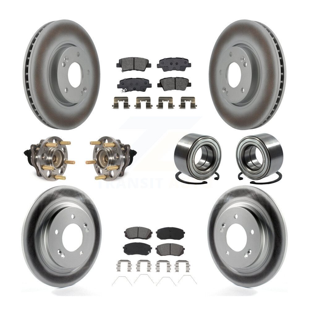 Front Rear Hub Bearing Coated Disc Brake Rotor & Pad Kit (10Pc) For 2017-2019 Kia Soul EV KBB-118518