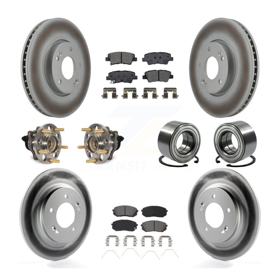 Front Rear Hub Bearing Coated Disc Brake Rotor & Pad Kit (10Pc) For 2017-2019 Kia Soul EV KBB-118518