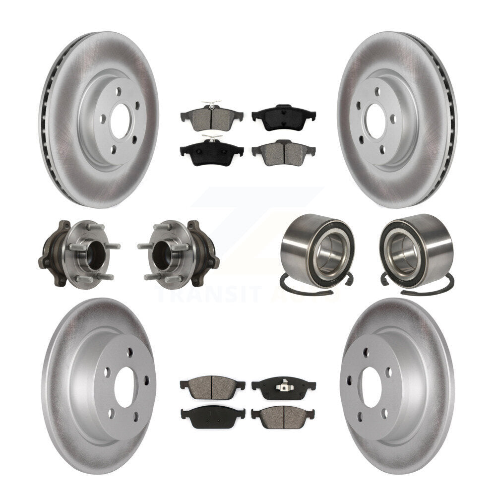 Front Rear Hub Bearing Coated Disc Brake Rotor & Pads Kit (10Pc) For Ford Transit Connect KBB-118519