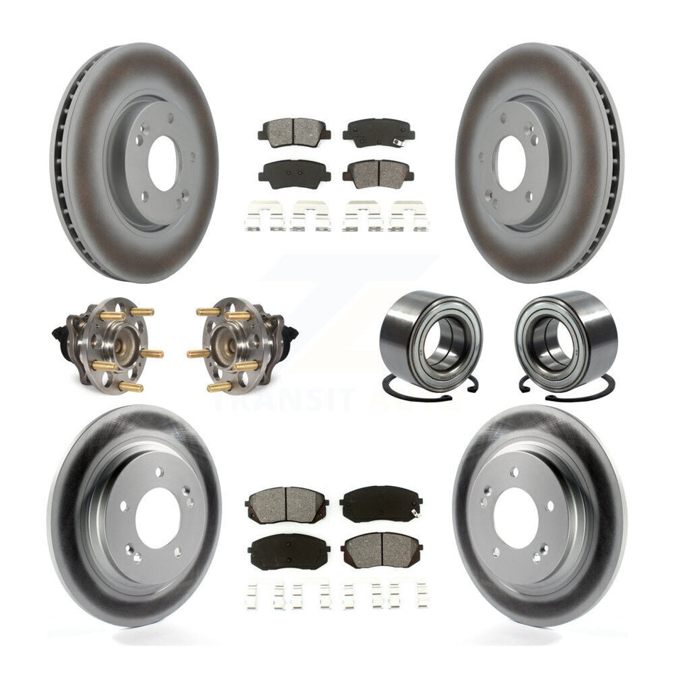 Front Rear Wheel Hub Bearings Assembly Coated Disc Brake Rotors And Semi-Metallic Pads Kit (10Pc) For Kia Soul EV KBB-118521
