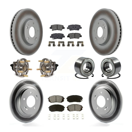 Front Rear Wheel Hub Bearing Coated Disc Brake Rotors And Pads Kit (10Pc) For Kia Soul EV KBB-118522