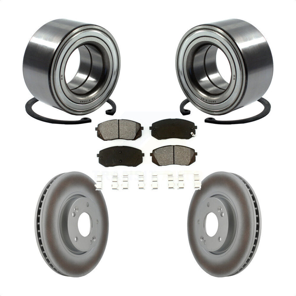 Front Wheel Bearing With Coated Disc Brake Rotors And Semi-Metallic Pads Kit For 2015-2016 Kia Soul EV KBB-118528