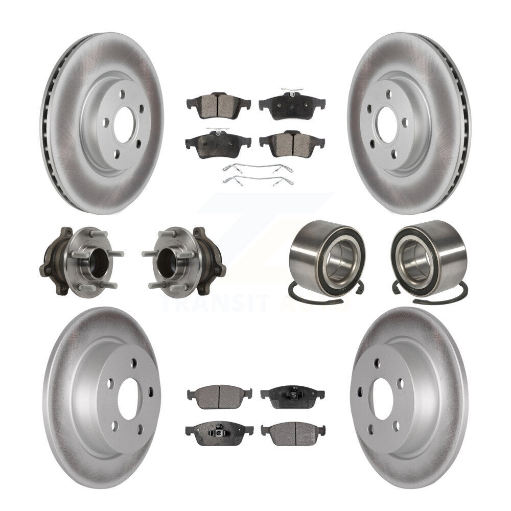 Front Rear Hub Bearing Coated Disc Brake Rotor & Pads Kit (10Pc) For Ford Transit Connect KBB-118533