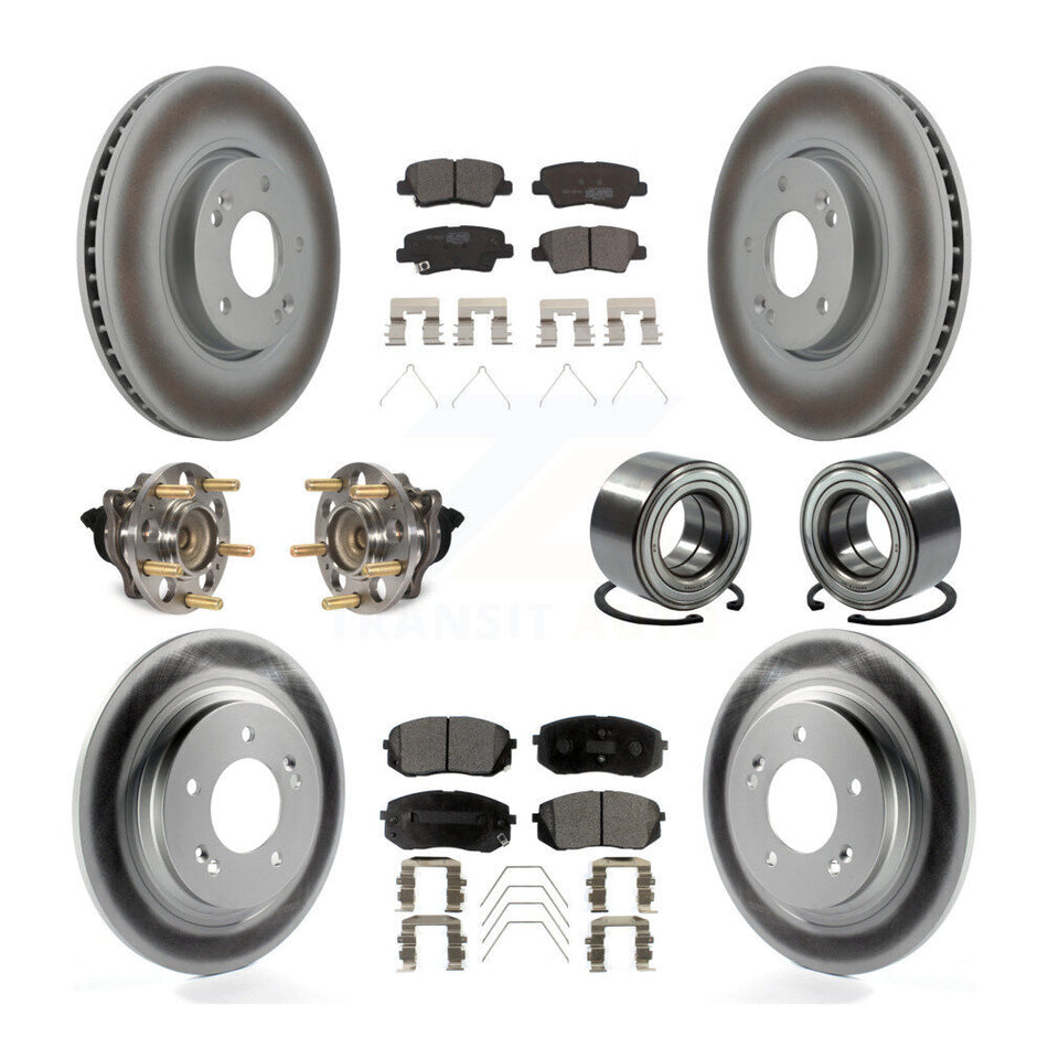 Front Rear Wheel Hub Bearings Assembly Coated Disc Brake Rotors And Ceramic Pads Kit (10Pc) For 2017-2018 Kia Soul EV KBB-118536