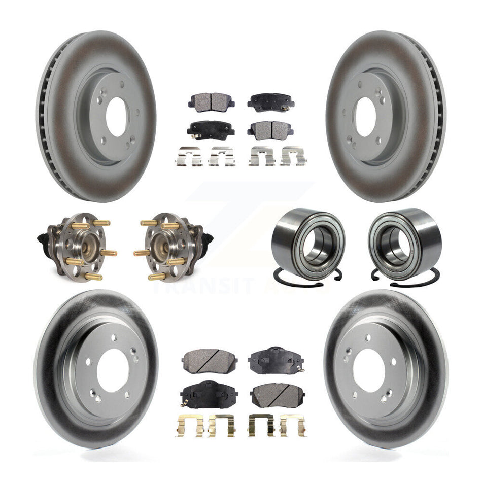Front Rear Wheel Hub Bearings Assembly Coated Disc Brake Rotors And Ceramic Pads Kit (10Pc) For Kia Soul EV KBB-118537