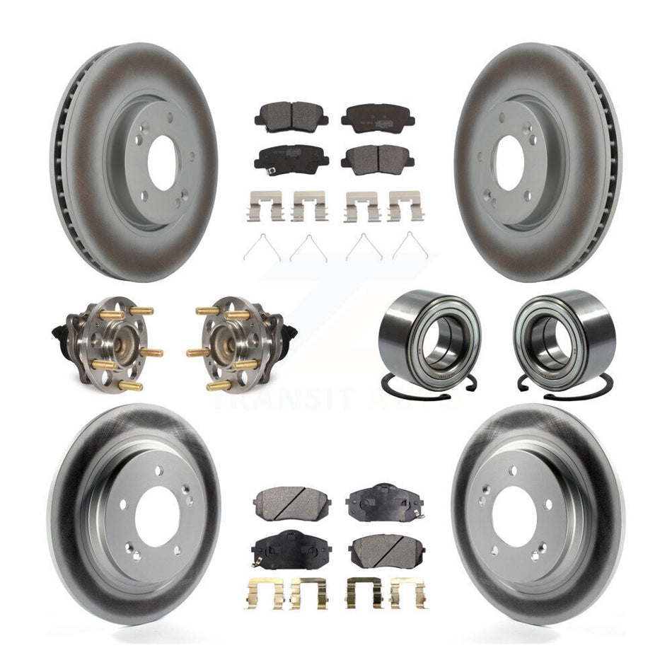 Front Rear Wheel Hub Bearings Assembly Coated Disc Brake Rotors And Ceramic Pads Kit (10Pc) For 2016 Kia Soul EV From Chassis VIN #160921 KBB-118538