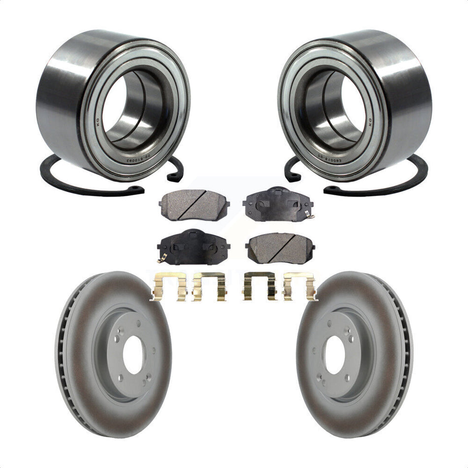 Front Wheel Bearing With Coated Disc Brake Rotors And Ceramic Pads Kit For 2015-2016 Kia Soul EV KBB-118546