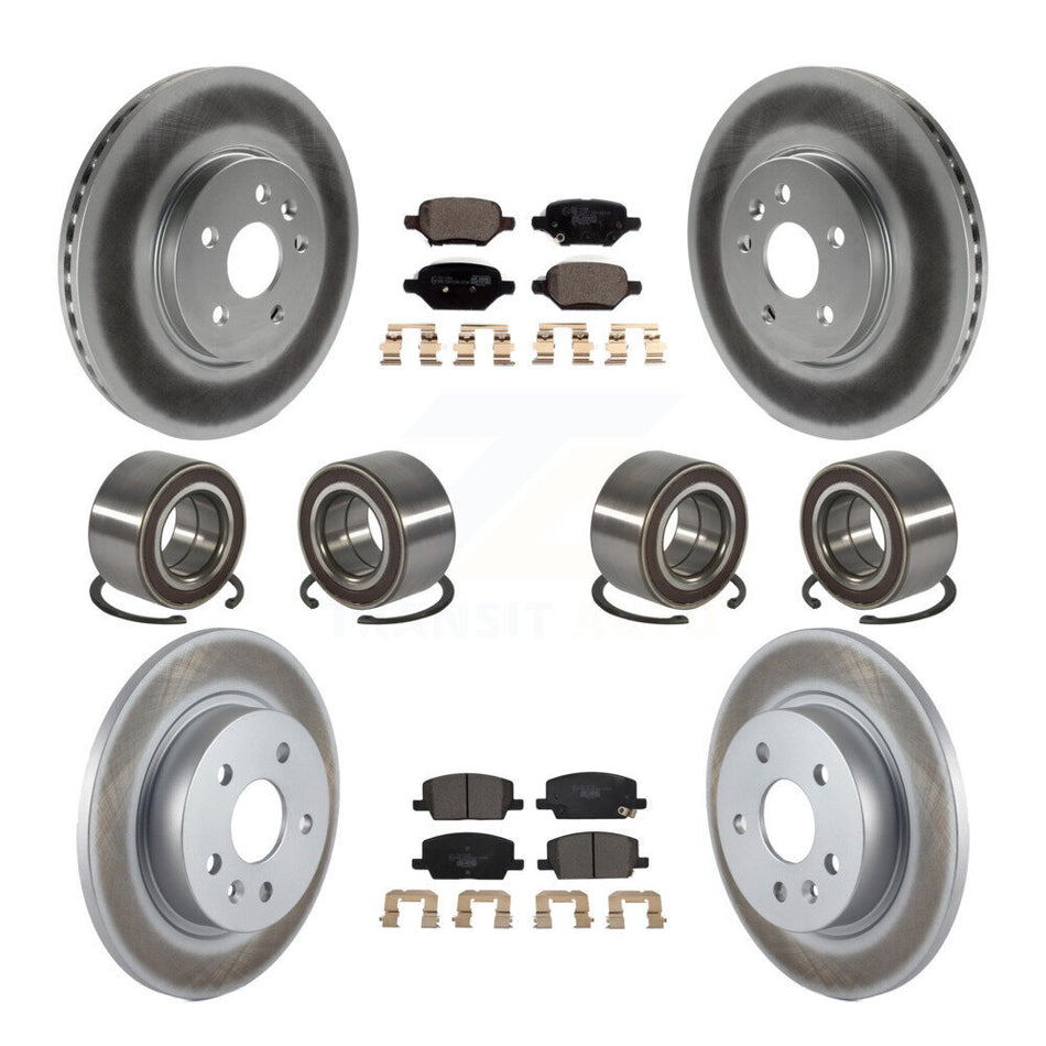 Front Rear Wheel Bearings Coated Disc Brake Rotors And Ceramic Pads Kit (10Pc) For Chevrolet Trax Buick Encore AWD KBB-118551