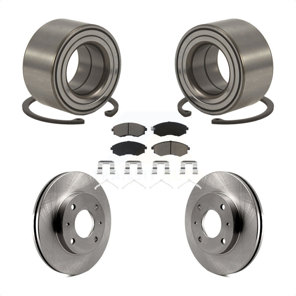 Front Wheel Bearing With Disc Brake Rotors And Ceramic Pads Kit For Hyundai Elantra Tiburon KBB-118593