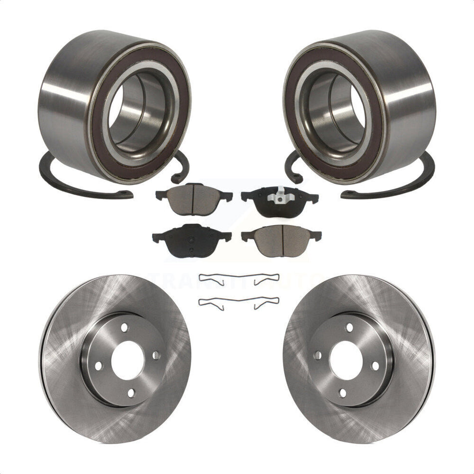 Front Wheel Bearing With Disc Brake Rotors And Ceramic Pads Kit For 2005-2007 Ford Focus KBB-118615
