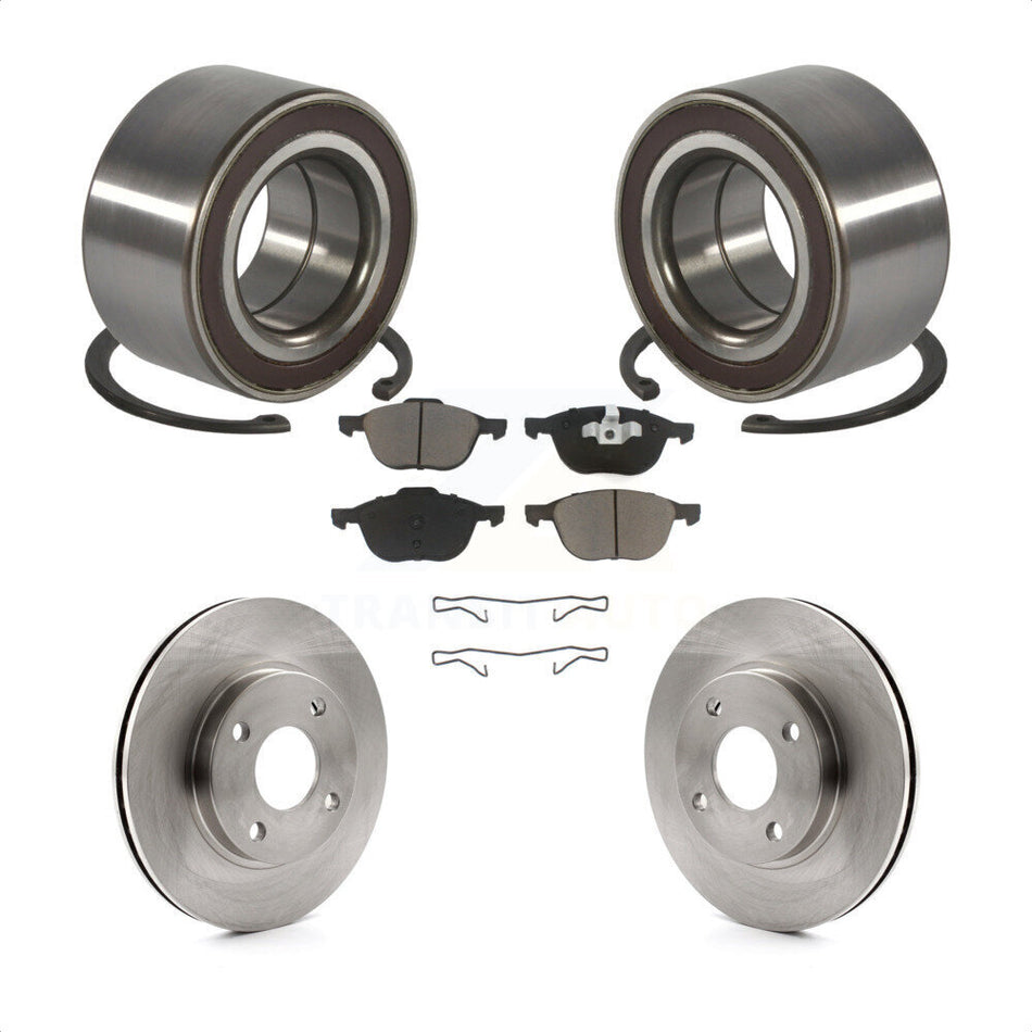 Front Wheel Bearing With Disc Brake Rotors And Ceramic Pads Kit For 2004 Ford Focus LX Mid High SE ZTS ZTW ZX3 ZX5 From 04 05 KBB-118619