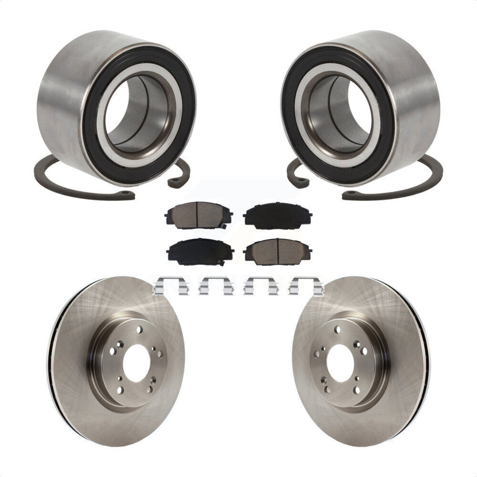Front Wheel Bearing With Disc Brake Rotors And Ceramic Pads Kit For Honda Civic Acura CSX KBB-118631