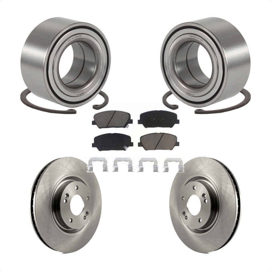 Front Wheel Bearing With Disc Brake Rotors And Ceramic Pads Kit For 2011-2013 Kia Optima 2.0L KBB-118642