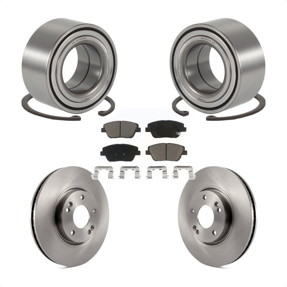 Front Wheel Bearing With Disc Brake Rotors And Ceramic Pads Kit For Hyundai Sonata Kia Optima KBB-118643