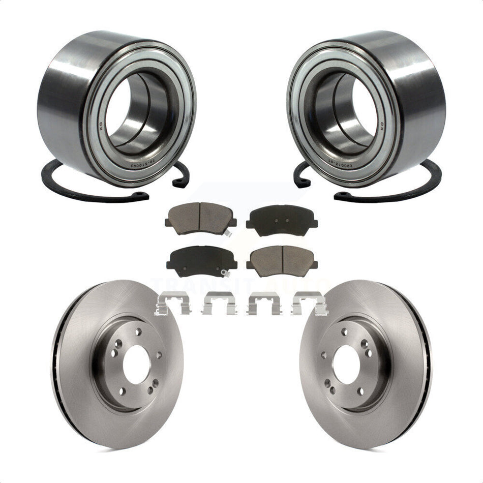 Front Wheel Bearing With Disc Brake Rotors And Ceramic Pads Kit For 2015 Hyundai Veloster Tech RE FLEX SE KBB-118644