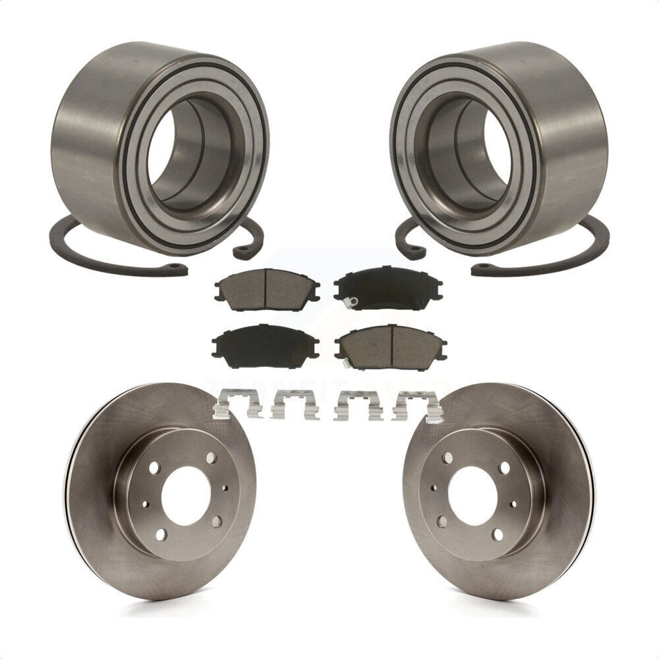 Front Wheel Bearing With Disc Brake Rotors And Ceramic Pads Kit For 2000-2005 Hyundai Accent KBB-118645