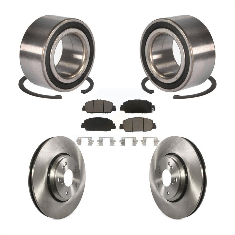 Front Wheel Bearing With Disc Brake Rotors And Ceramic Pads Kit For 2017 Honda Accord Hybrid EX-L Touring KBB-118658