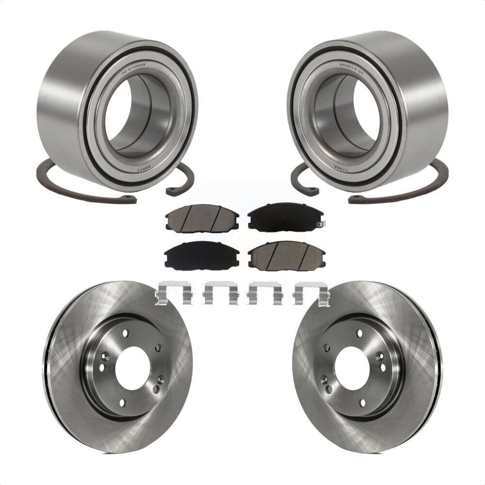 Front Wheel Bearing With Disc Brake Rotors And Ceramic Pads Kit For 2001-2006 Hyundai Santa Fe 276mm Diameter Rotor KBB-118665