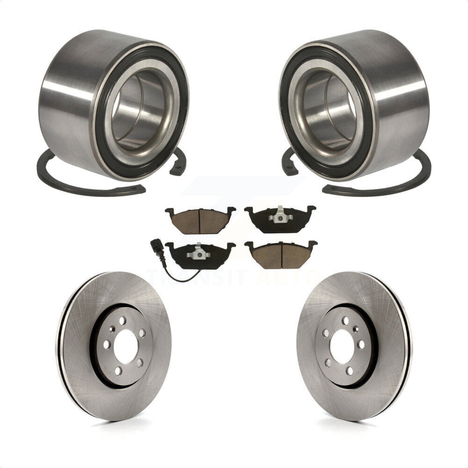 Front Wheel Bearing With Disc Brake Rotors And Ceramic Pads Kit For 2000-2001 Volkswagen Golf 2.0L 288mm Diameter Rotor KBB-118676