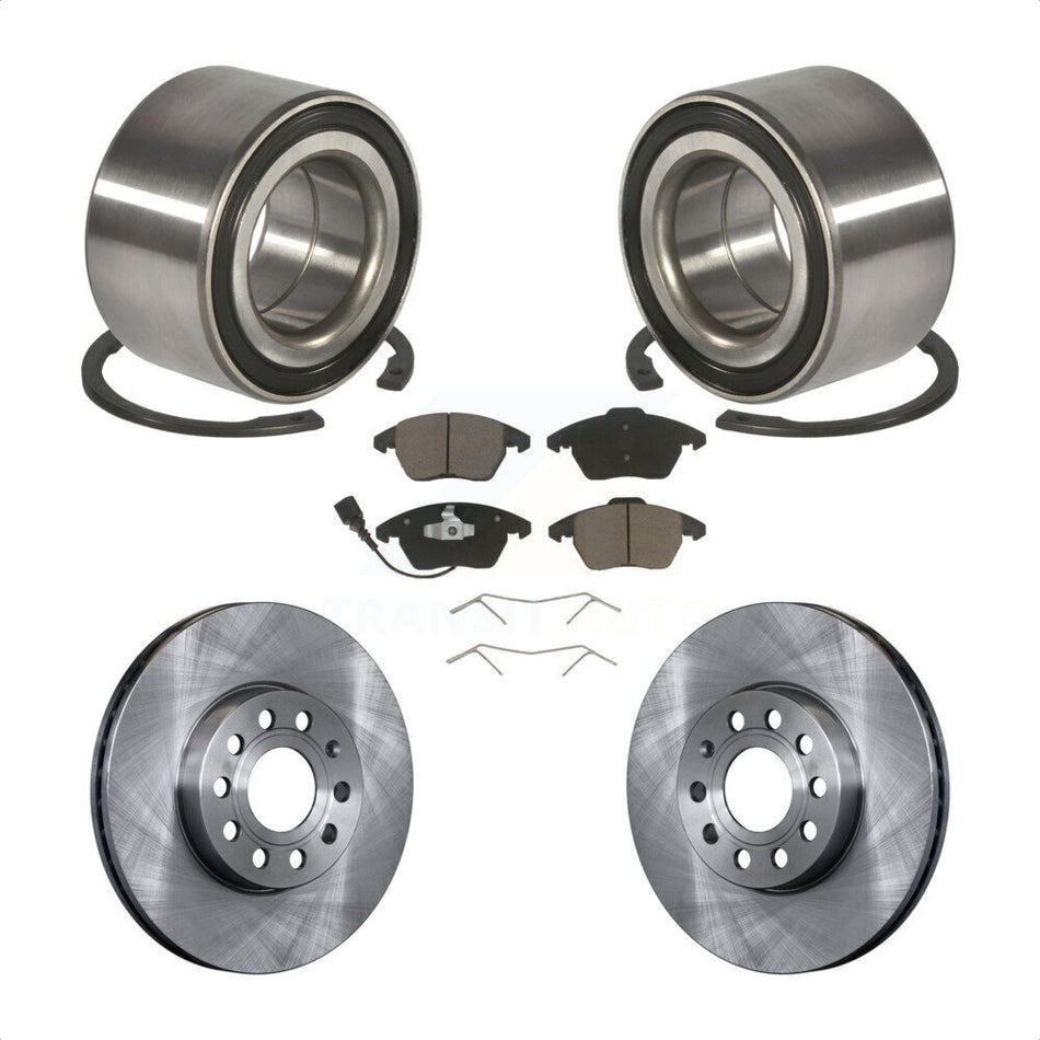 Front Wheel Bearing With Disc Brake Rotors And Ceramic Pads Kit For 2005 Volkswagen Jetta 7th 8th Digit Of VIN Is "1K" 288mm Diameter Rotor KBB-118681