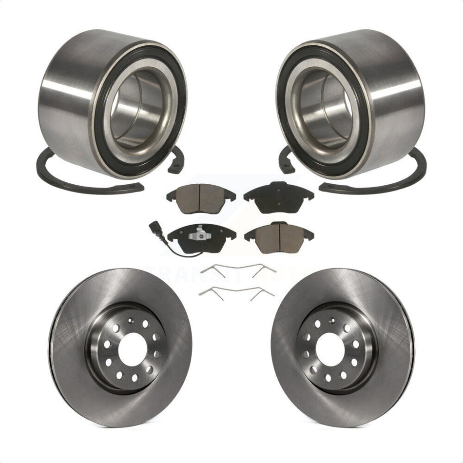 Front Wheel Bearing With Disc Brake Rotors And Ceramic Pads Kit For 2005 Volkswagen Jetta 7th 8th Digit Of VIN Is "1K" 312mm Diameter Rotor KBB-118682