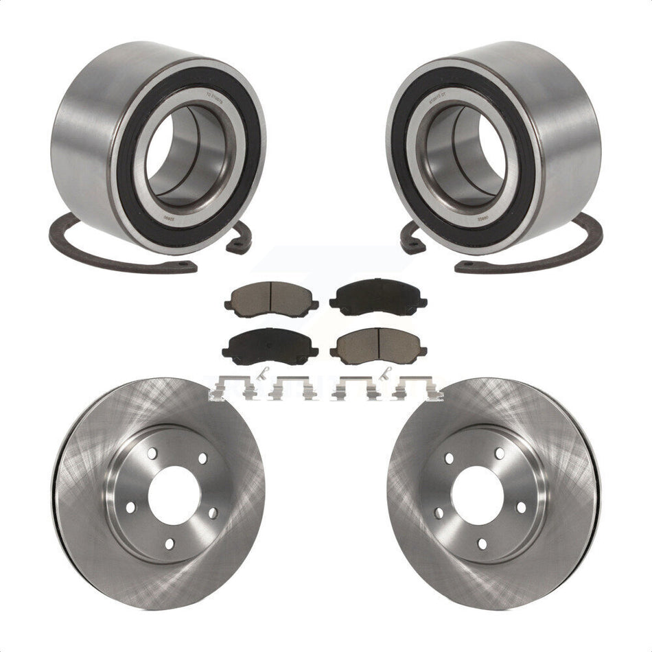 Front Wheel Bearing With Disc Brake Rotors And Ceramic Pads Kit For Mitsubishi Lancer Outlander KBB-118688