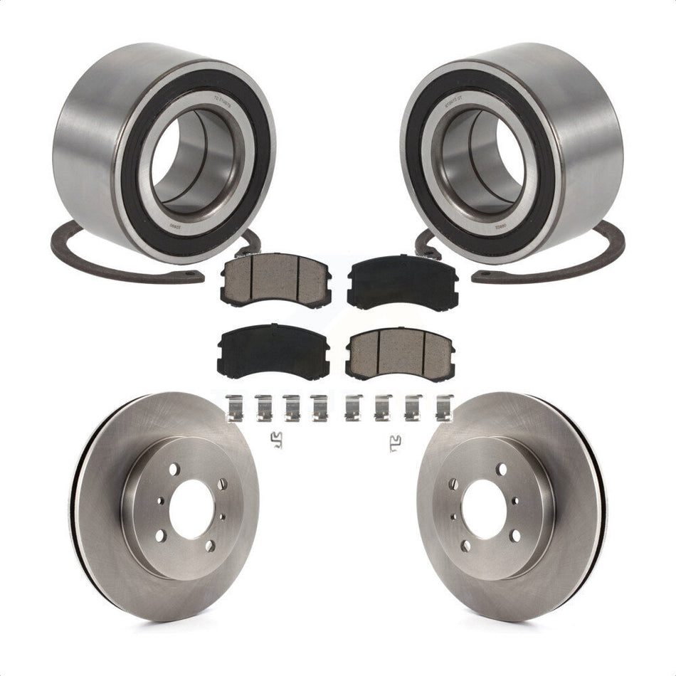 Front Wheel Bearing With Disc Brake Rotors And Ceramic Pads Kit For 2006 Mitsubishi Lancer SE 14" Factory Wheels KBB-118689