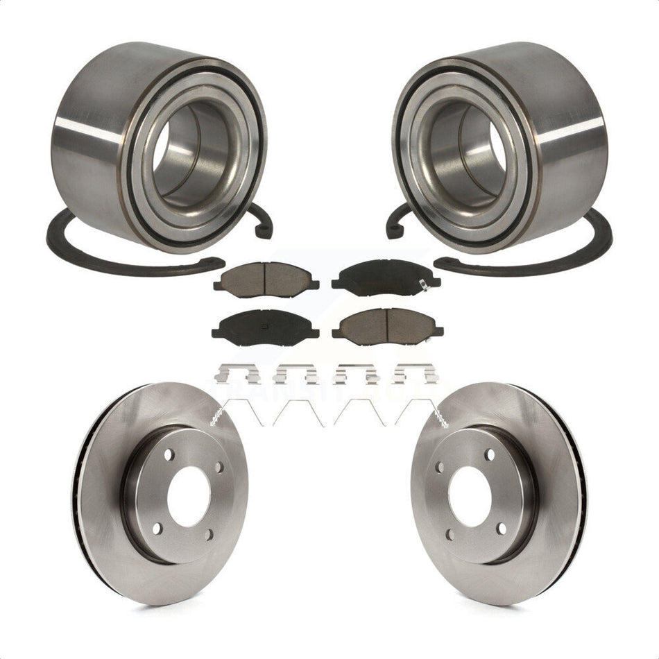 Front Wheel Bearing With Disc Brake Rotors And Ceramic Pads Kit For 2010-2011 Nissan Versa 1.6L KBB-118710