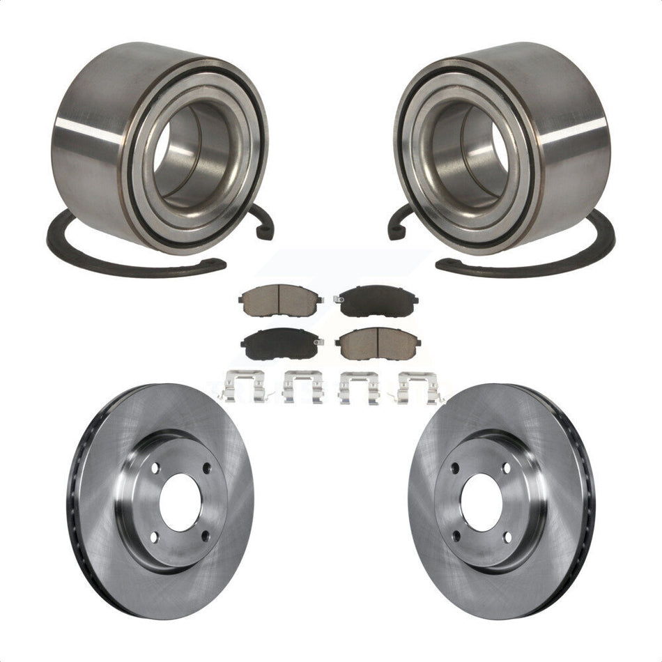 Front Wheel Bearing With Disc Brake Rotors And Ceramic Pads Kit For 2010-2011 Nissan Versa 1.8L KBB-118711