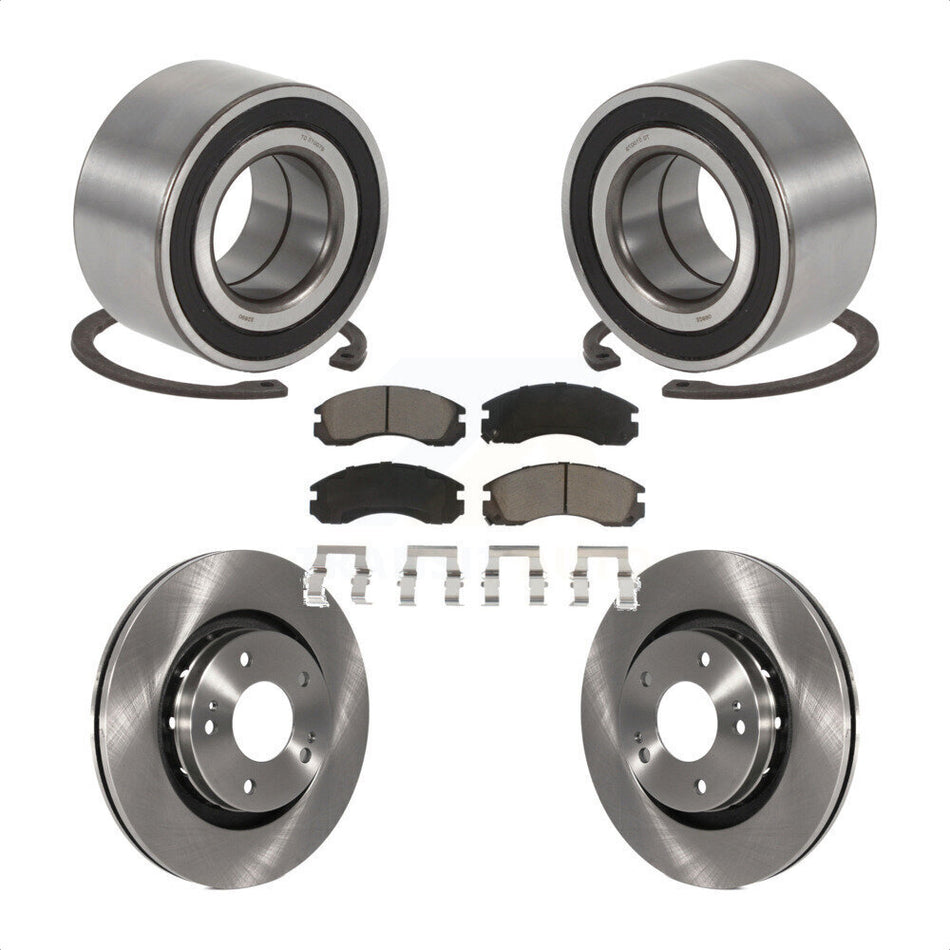 Front Wheel Bearing With Disc Brake Rotors And Ceramic Pads Kit For 2005-2006 Mitsubishi Outlander KBB-118715